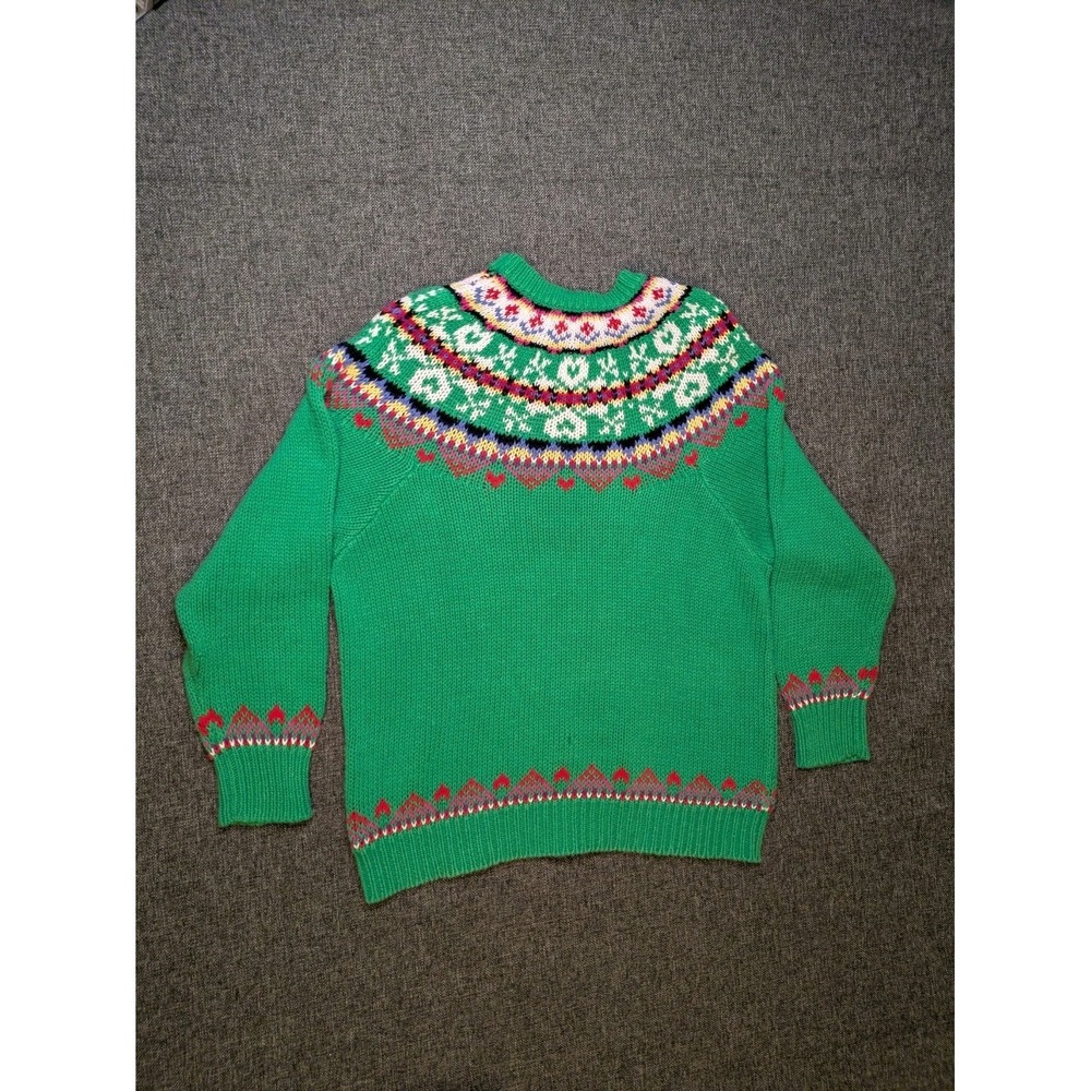 Vintage Susan Bristol Sweater Medium Green Festive Bohemian Knit‎ Sweatshirt - Picture 6 of 9